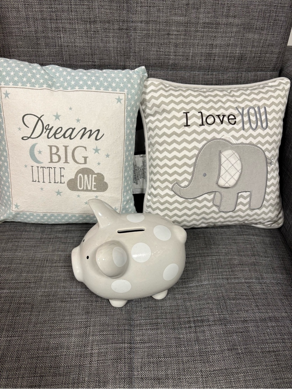 Dream Big Little One Decorative Throw Pillow - Gray & Light Blue
